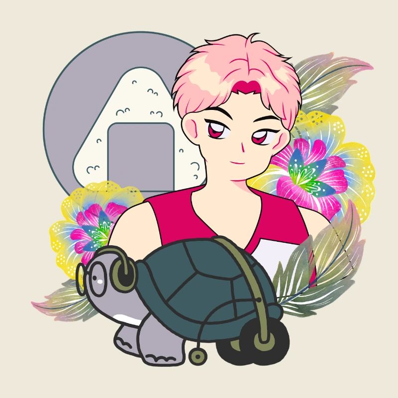 Anime Boy et Tortue avec des dessins de rôdeur
