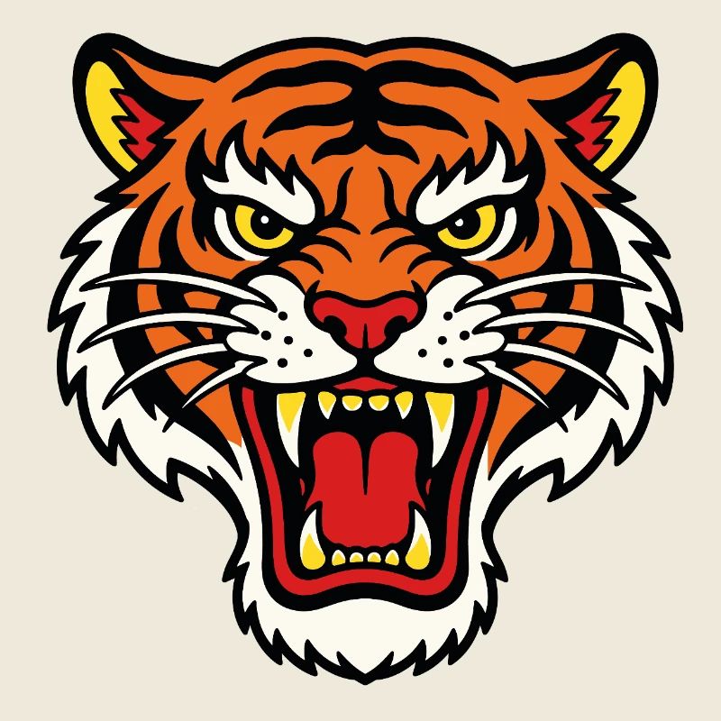 Wilder Tigerkopf-Tattoo-Stil