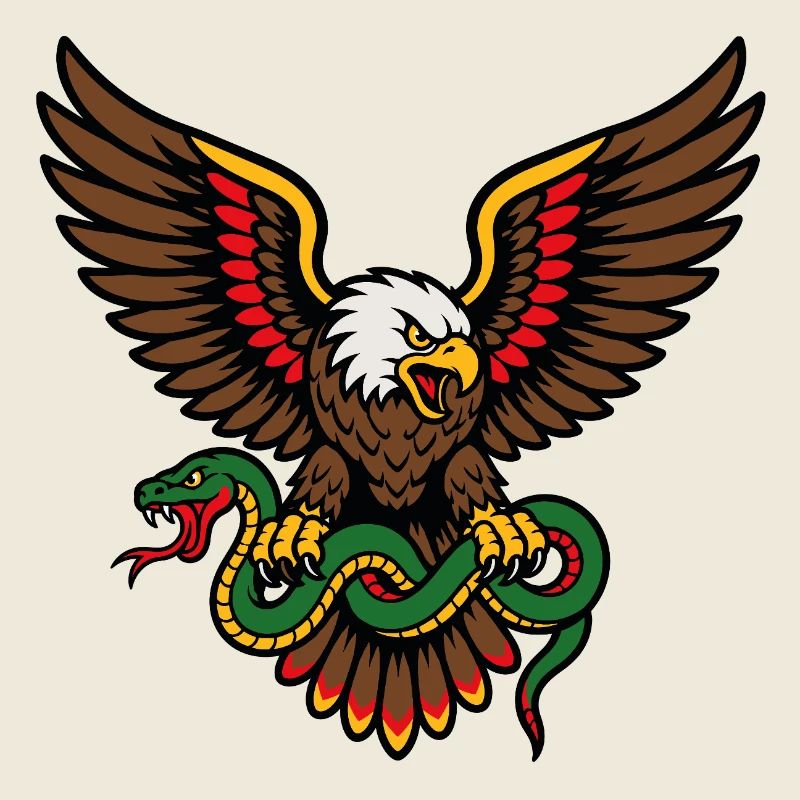 Aigle et serpent style tattoo old school
