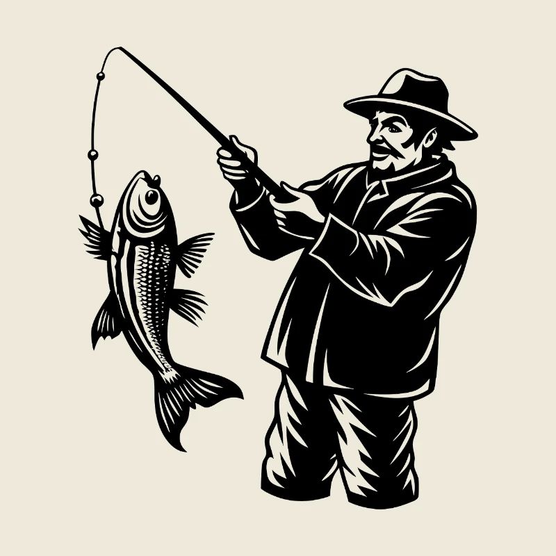 Fischer fing einen Fisch