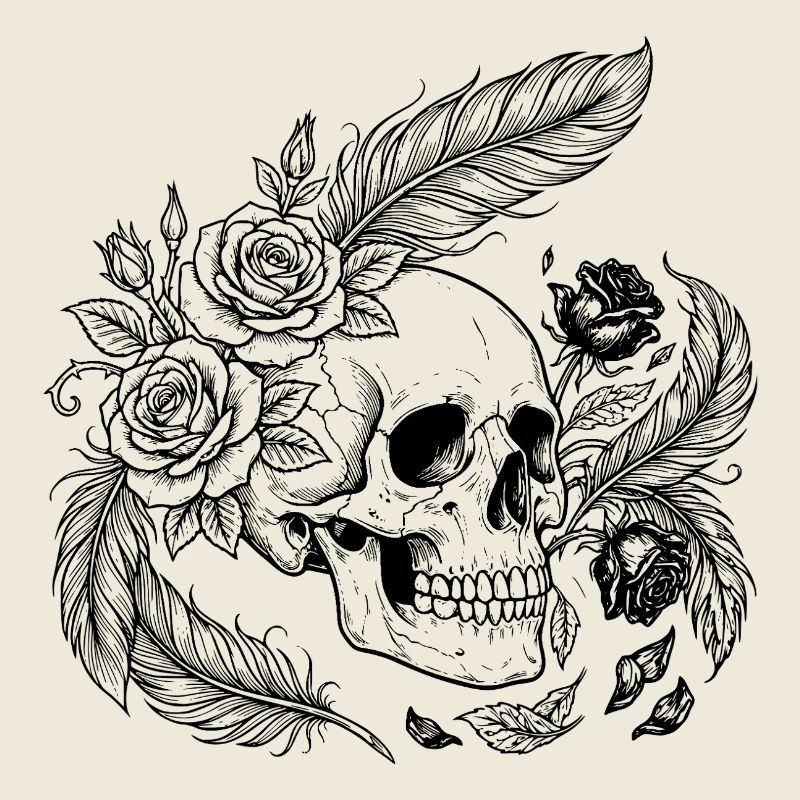 Gotische Blumen-Skull-Rose-Hemd