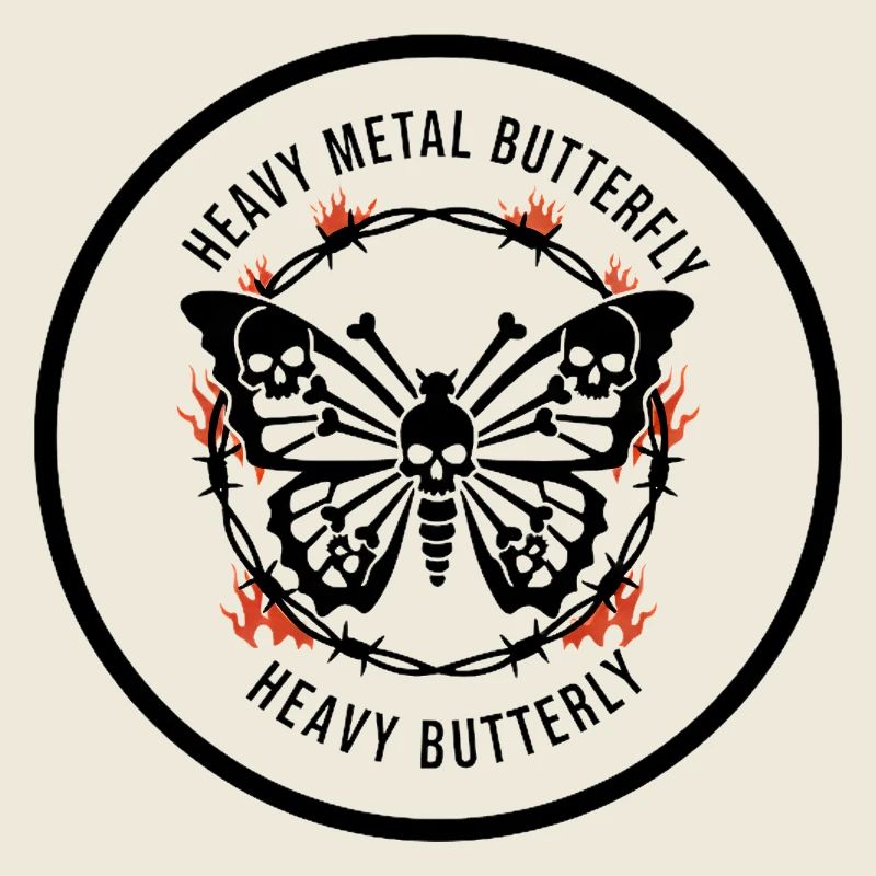 heavy Metal Falter Schädel-Design Butterfly