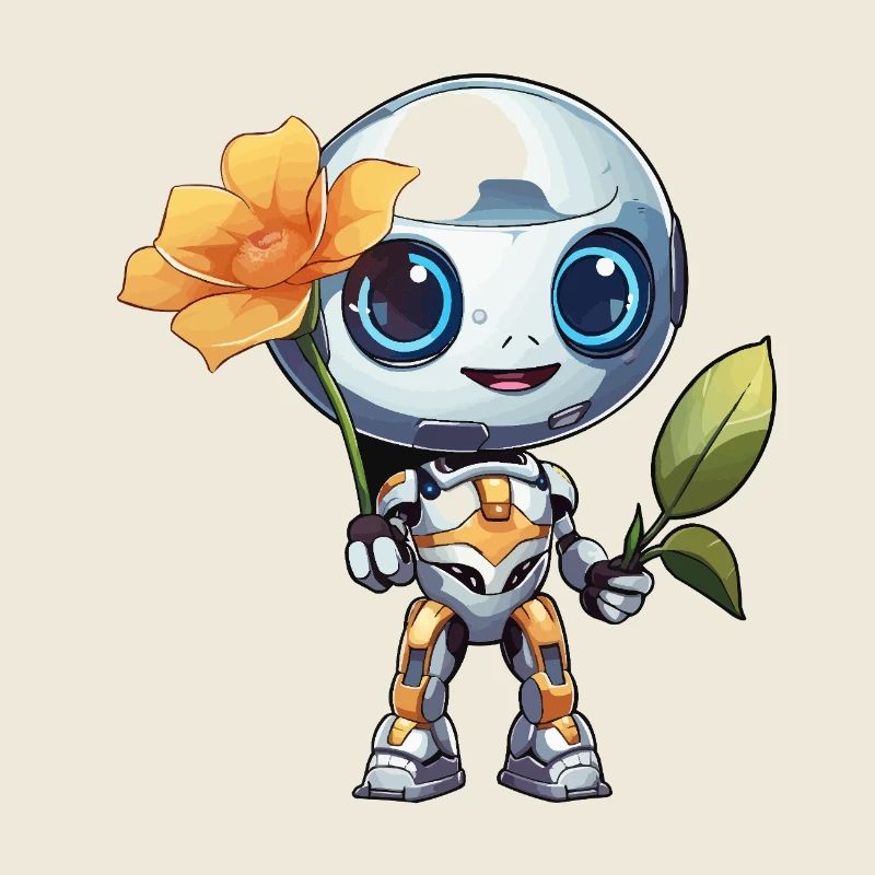Robot câlin avec une fleur