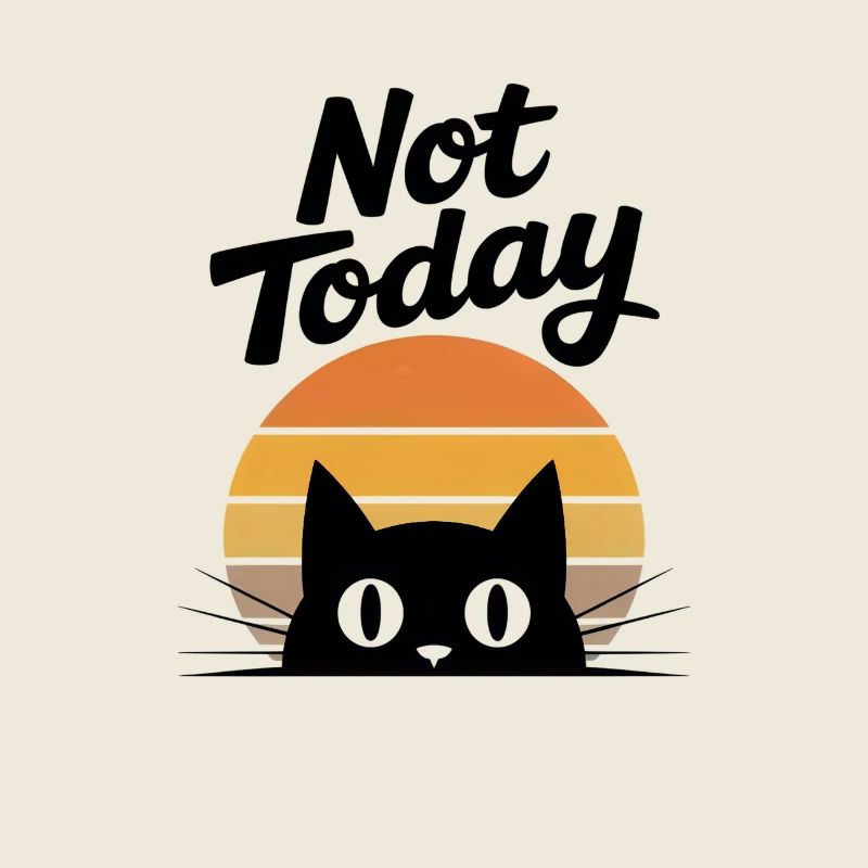 Pas aujourd’hui Black Cat Retro Sunset