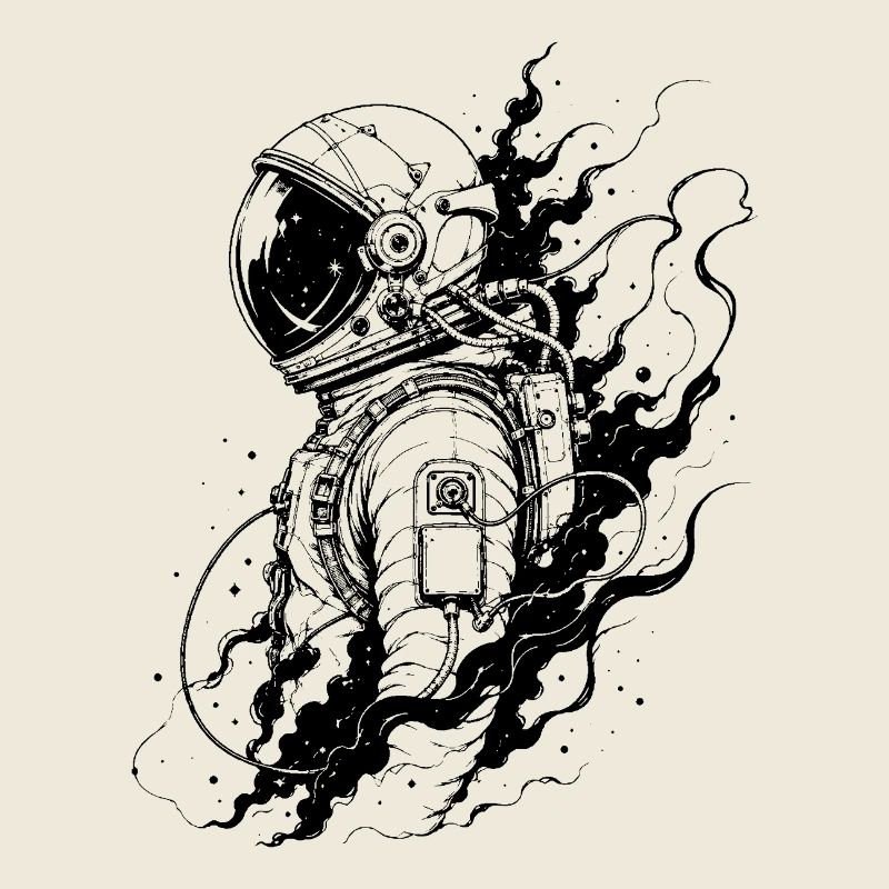 Astronaut between stardust and eternity