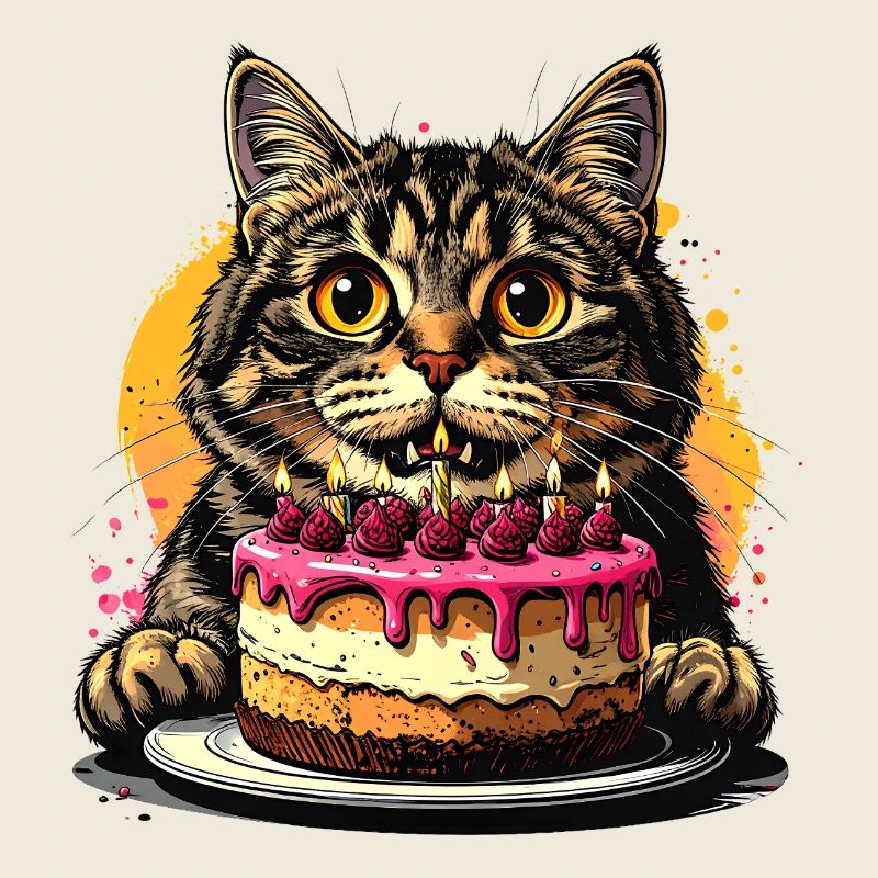 Fête du gâteau d’anniversaire du chat