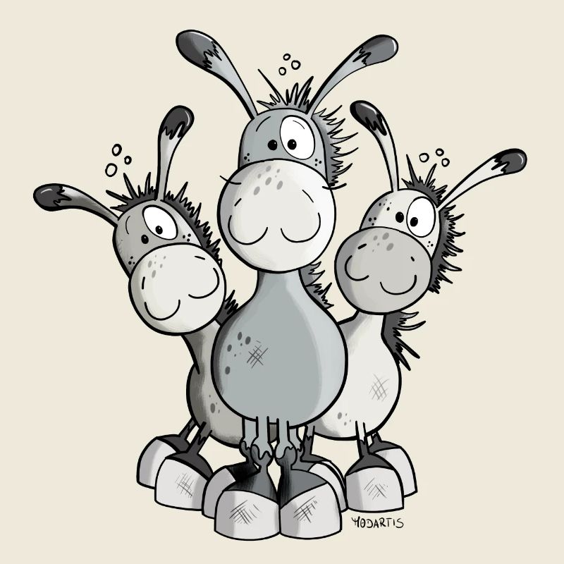 Three Cute Donkeys