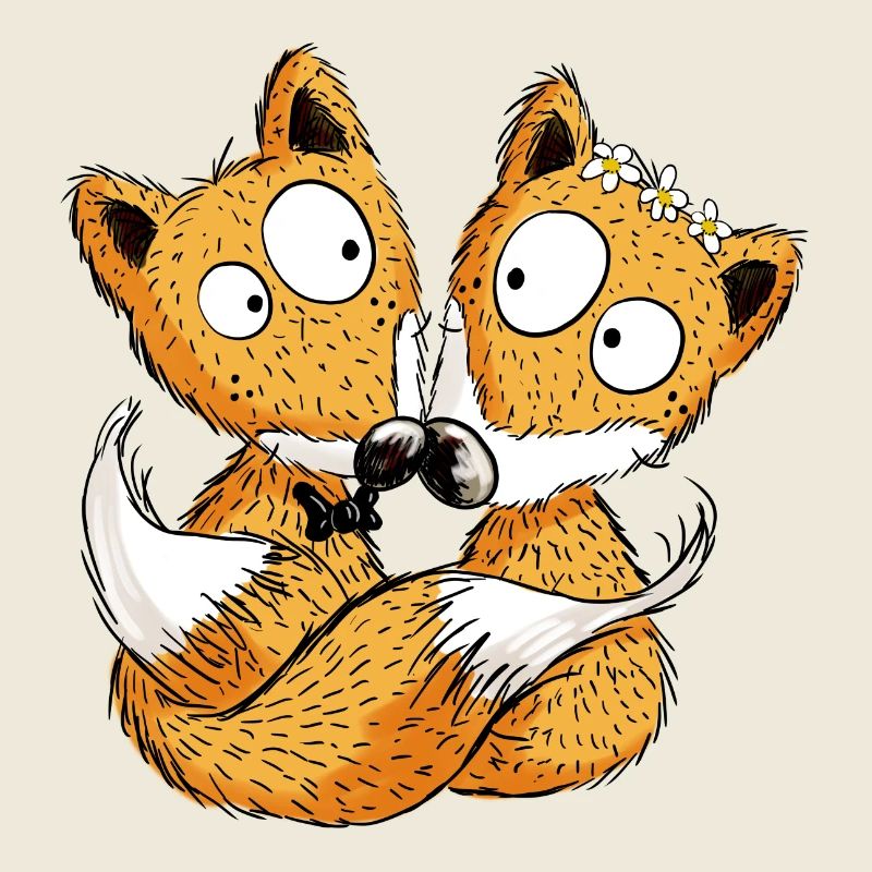 Fuchs Hochzeit - Brautpaar - Comic - Partnerschaft