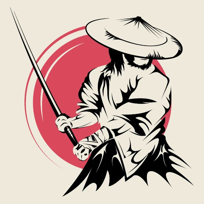 Symbole de combattant d’épée de samouraï Logo du Japon