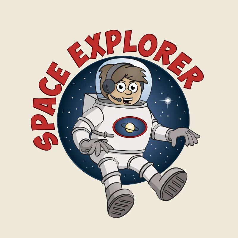 "Space Explorer" Astronaut auf rundem Hintergrund.