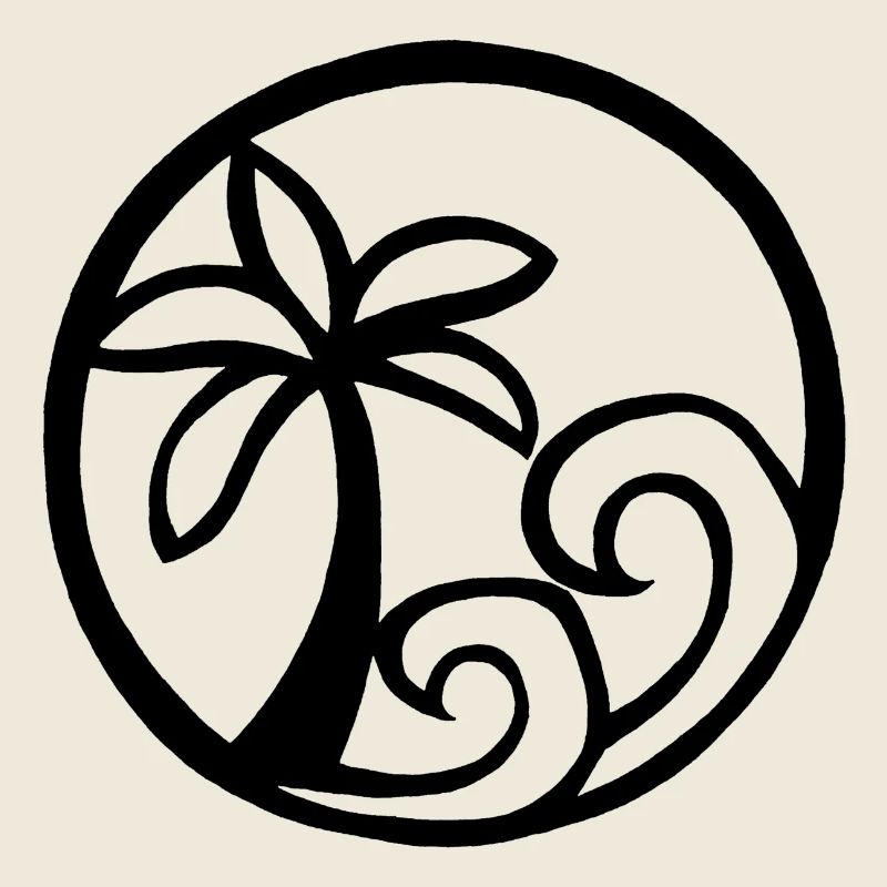 Vagues et palmier noir