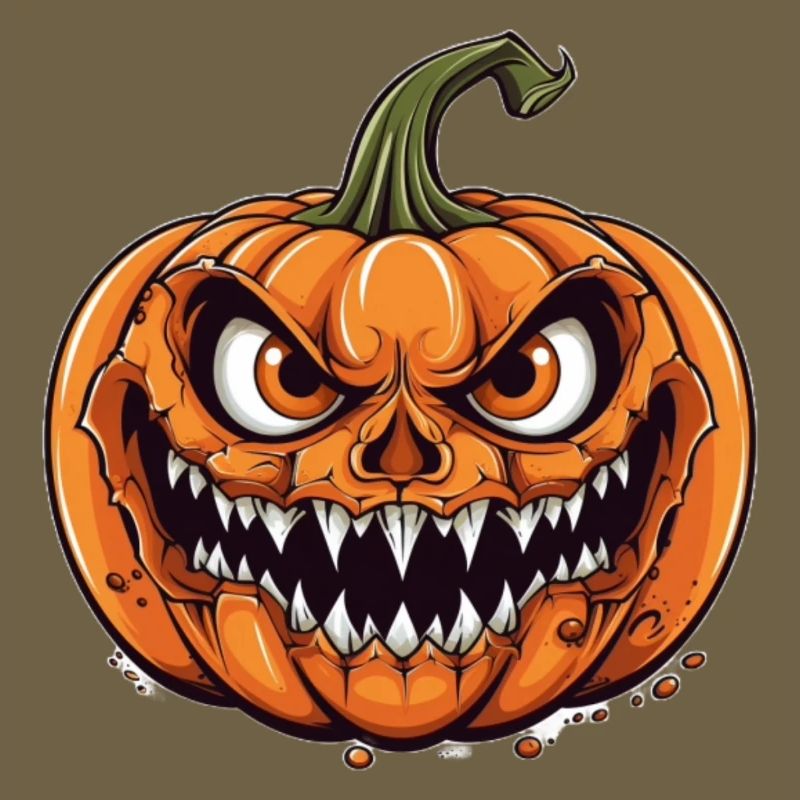 Creepy Halloween pumpkin with evil face