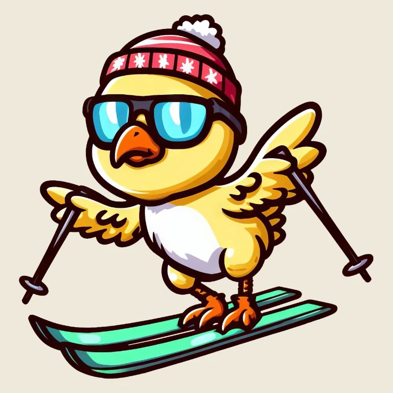 Poussins de poulet sur des skis - Cuter