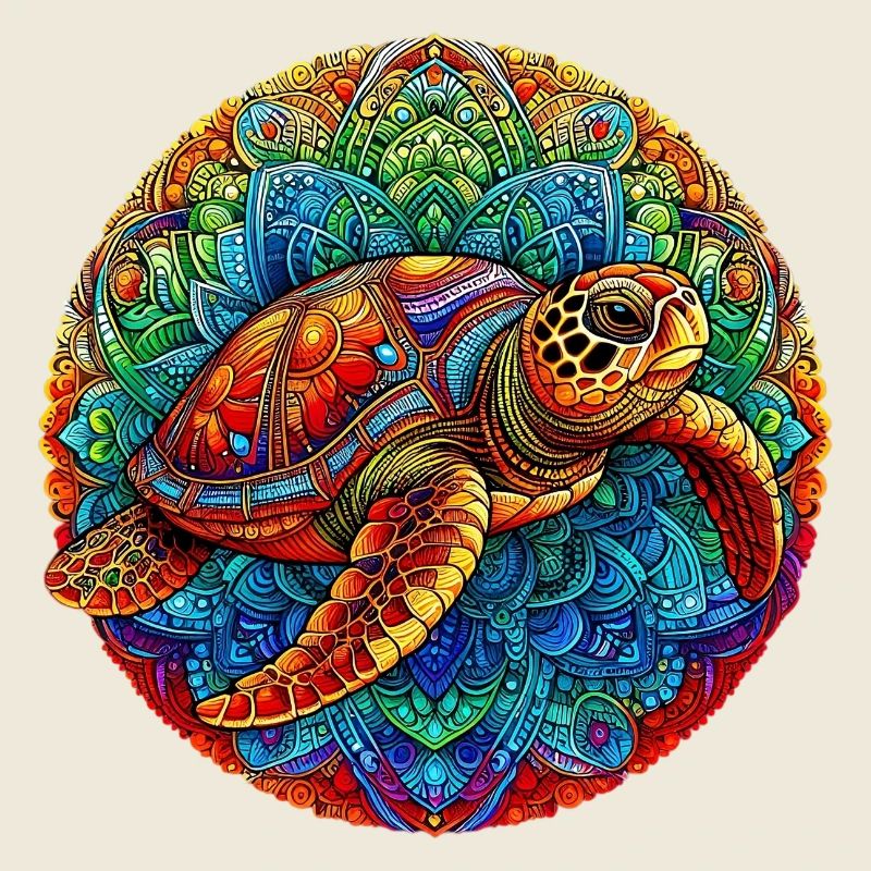 Tortue de mer décorée de Mandalas