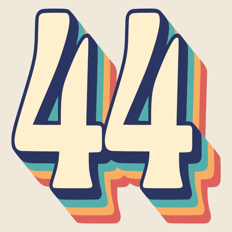 Vintage Retro T-Shirt Nummer 44 Vierundvierzig