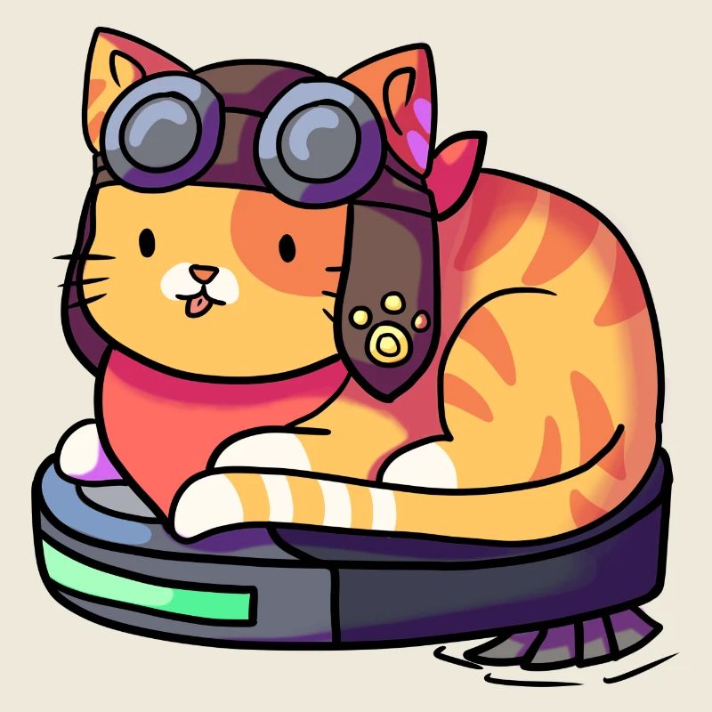 Katze Fliegerbrille/ Pilot auf Staubsauger Roboter