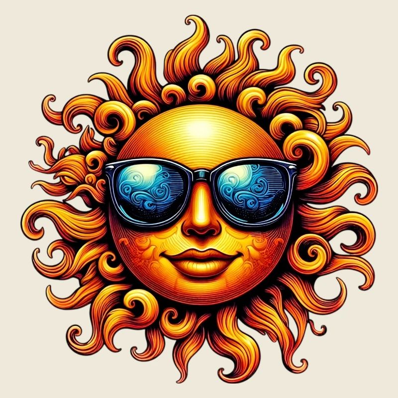 Soleil avec lunettes de soleil