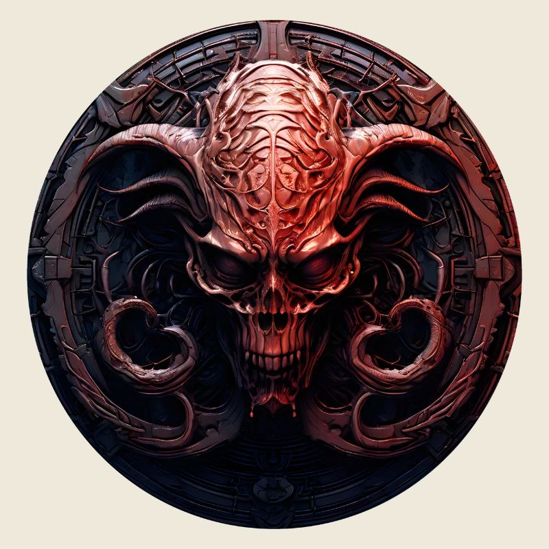 Dämonen-Schädel im Kreis-Emblem