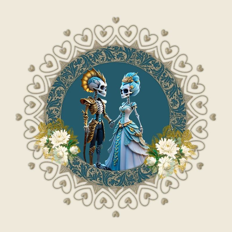 Das niedliche Skelett-Pärchen im Gothic-Stil