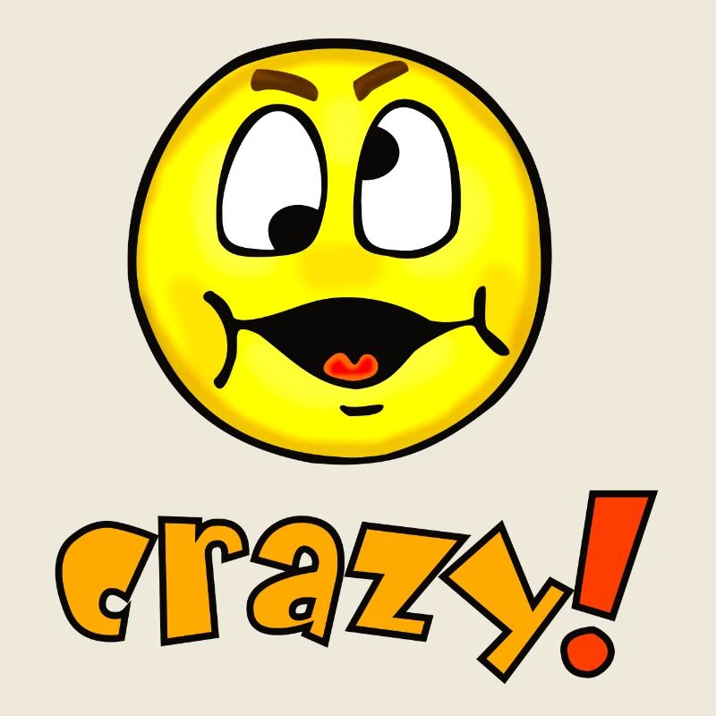 crazy - Lustiges verrücktes Emoticon 