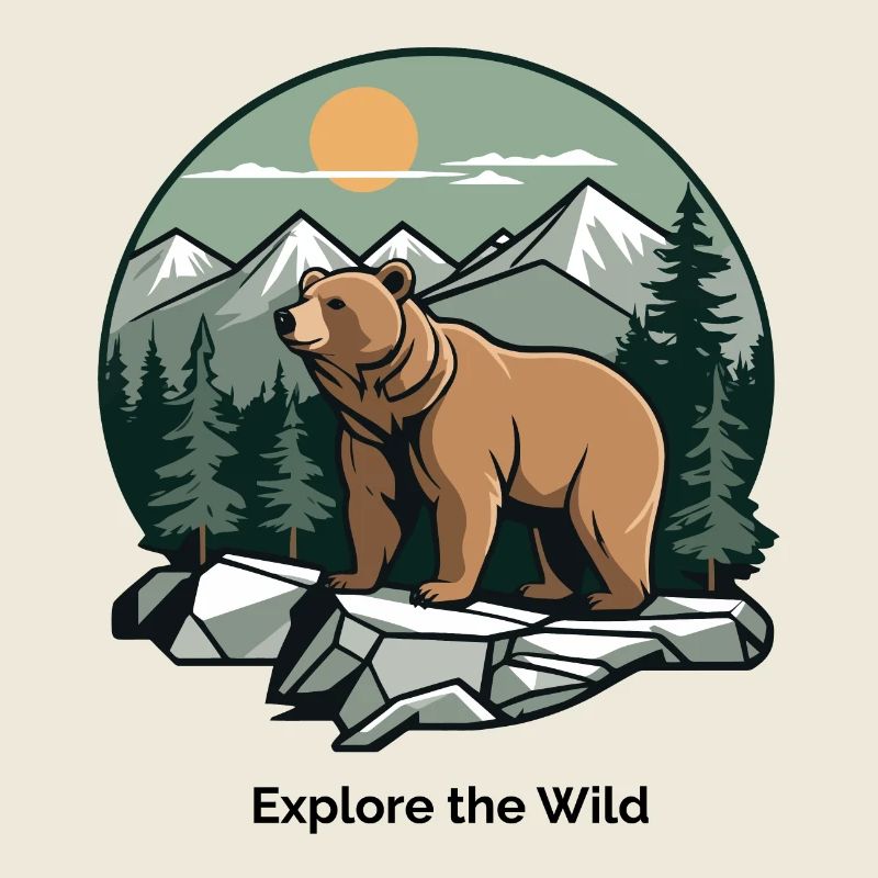 Bär in Berglandschaft Logo
