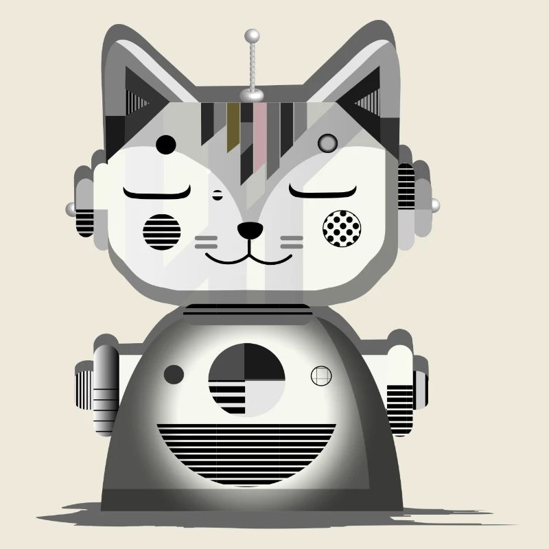 Geometric Robot Cat – Creative Illustration