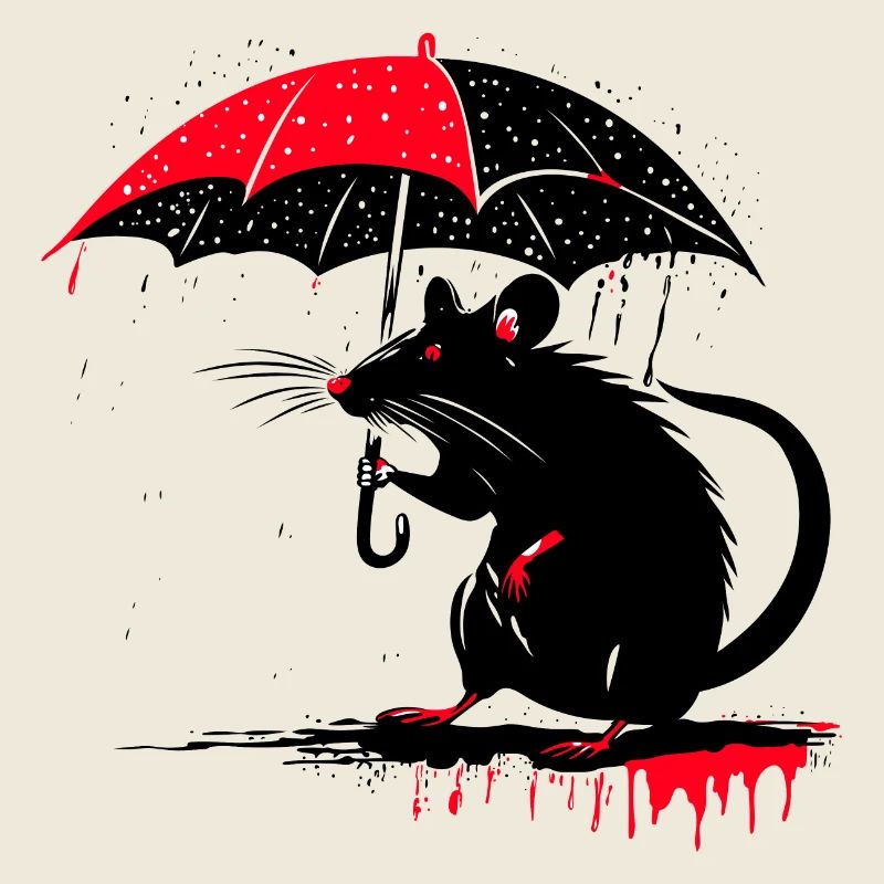 Rat avec parapluie – mauvais temps