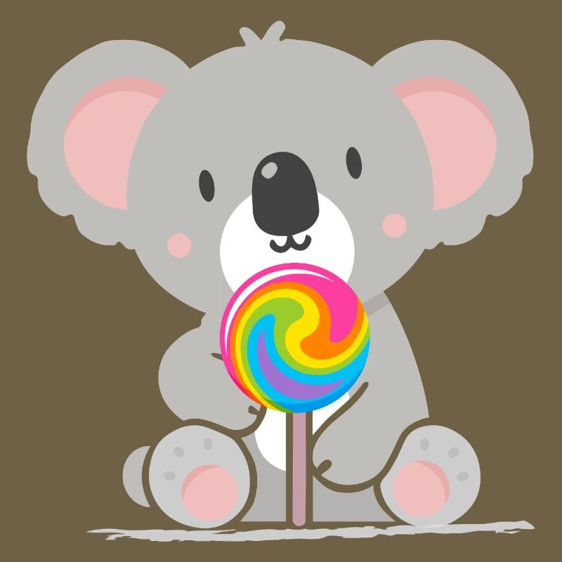 Koala mignon avec une sucette colorée