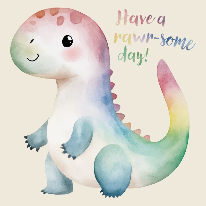 Mignon dinosaure arc-en-ciel - Passez une journée rawr-some !