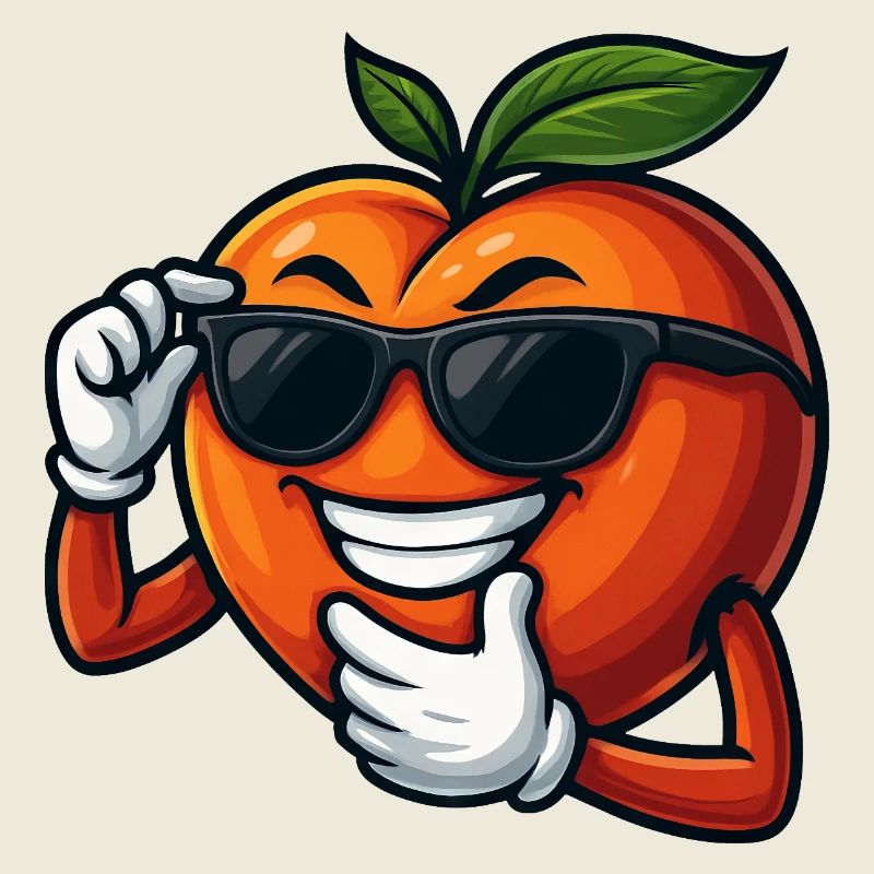 Cool Peach Cartoon Sunglasses Summer Fruit
