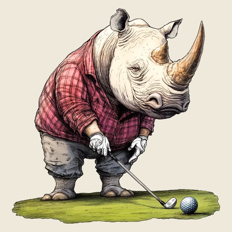 Nashörner Golfer / Golf Nashorn