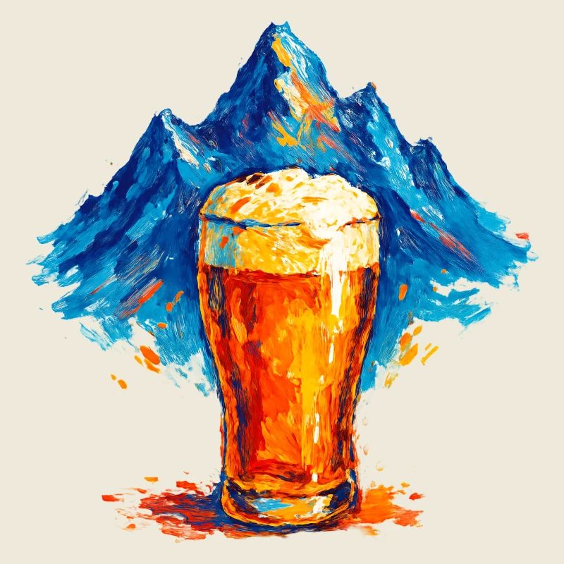 Bergkulisse mit Bierglas