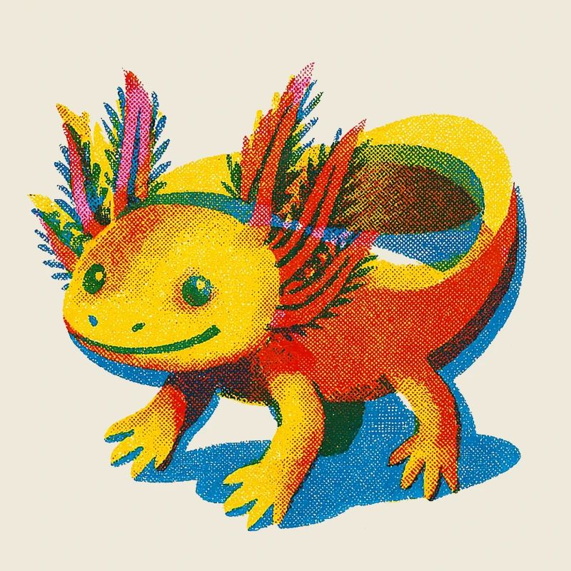 Lebendiges Regenbogen-Axolotl-Design
