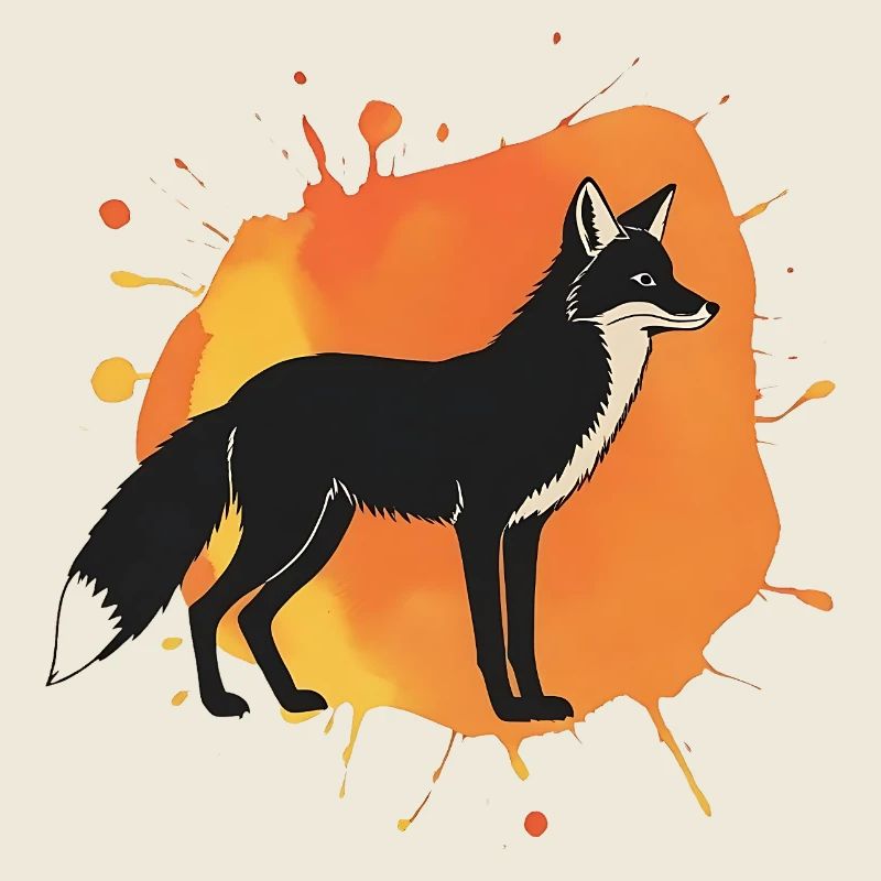 Falk-Hund Silhouette mit Orangenem Hintergrund