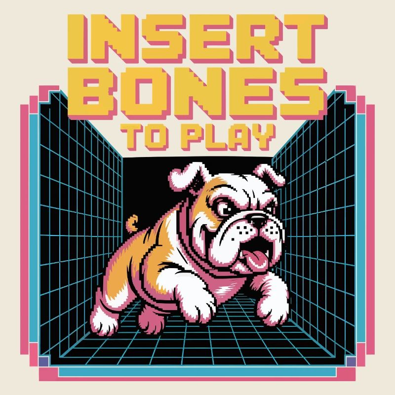 Retro Bulldog Gamer Insert Bones