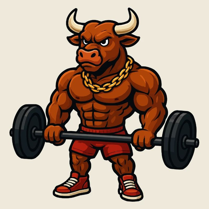 Strong bull with dumbbell