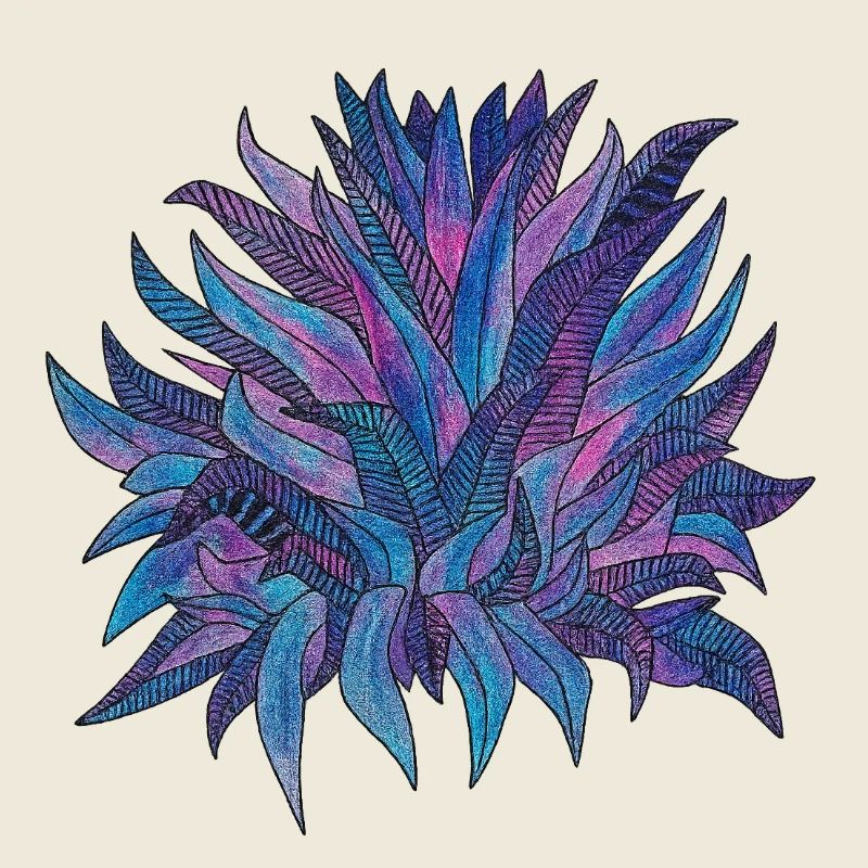 Purple Blue Leaf Pattern
