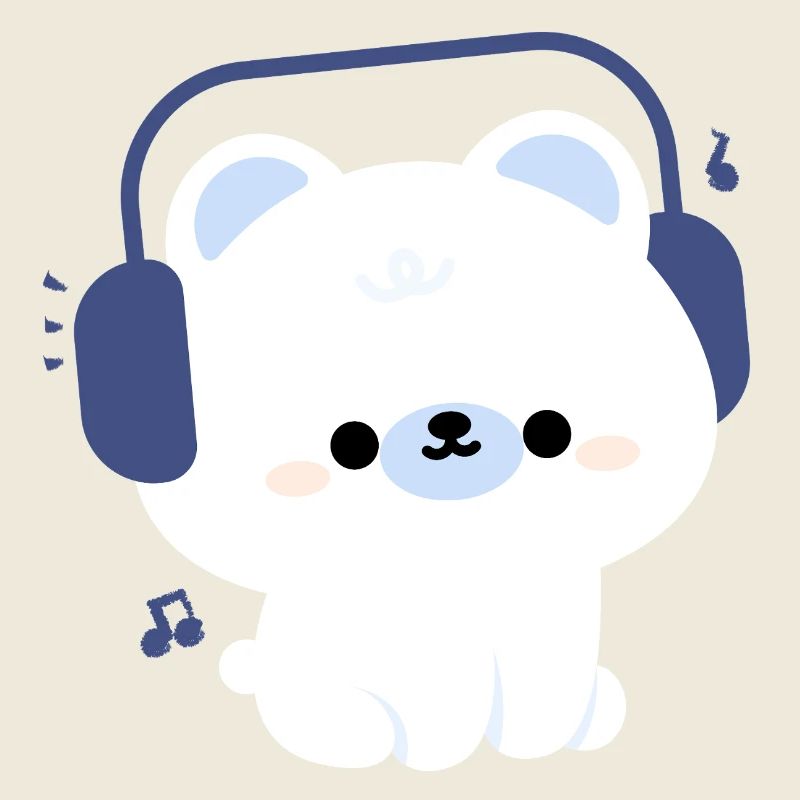 Kawaii Bär mit Kopfhörern
