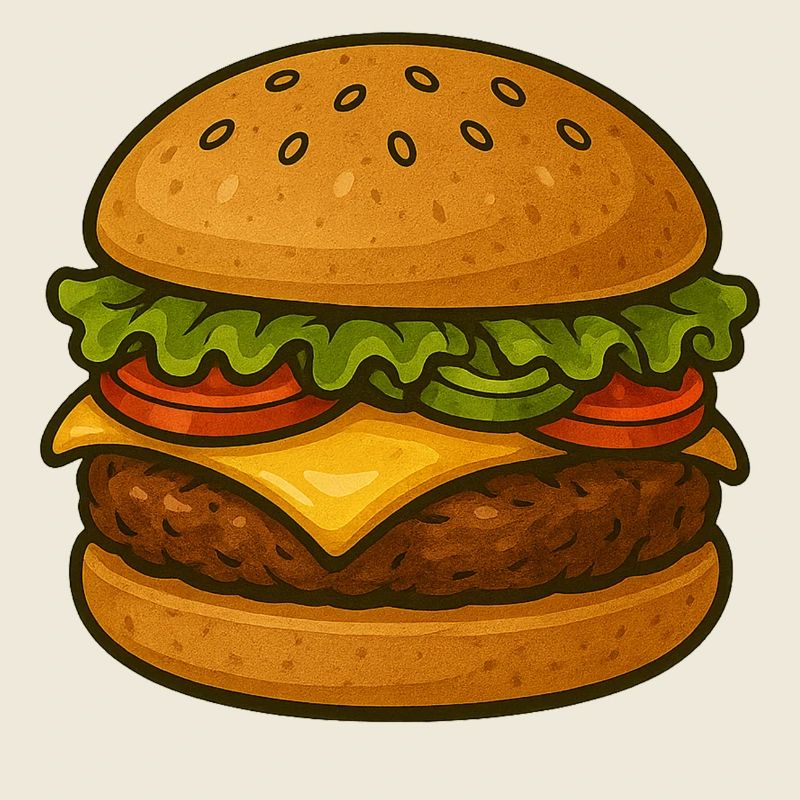 Expressive burger design with green accents