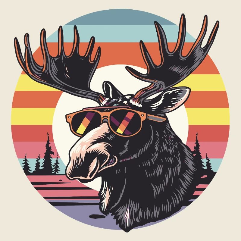 Retro Elch mit Sonnenbrille