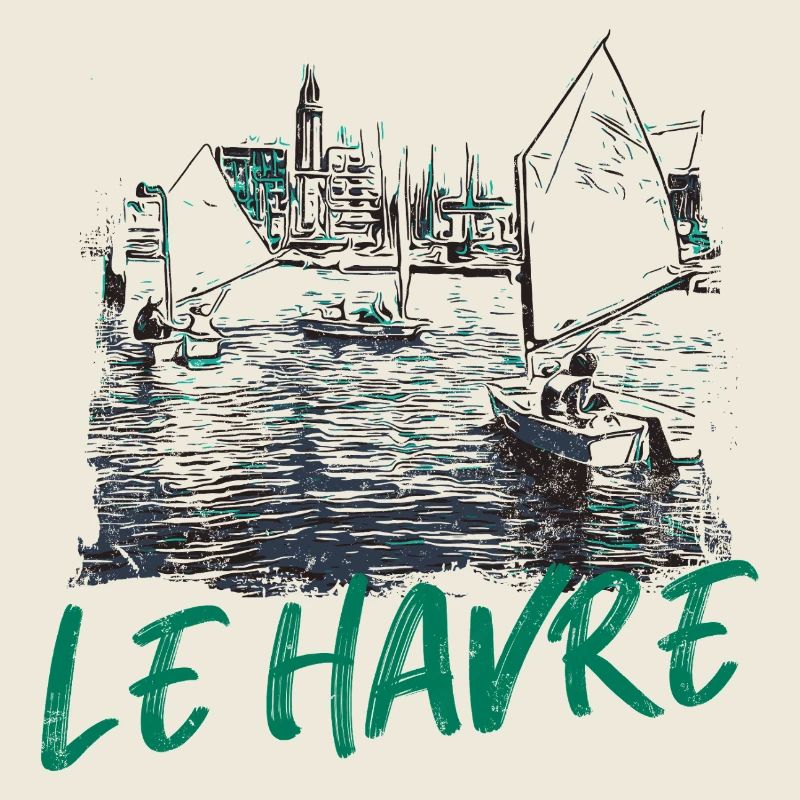 Le Havre scene maritime avec calligraphie