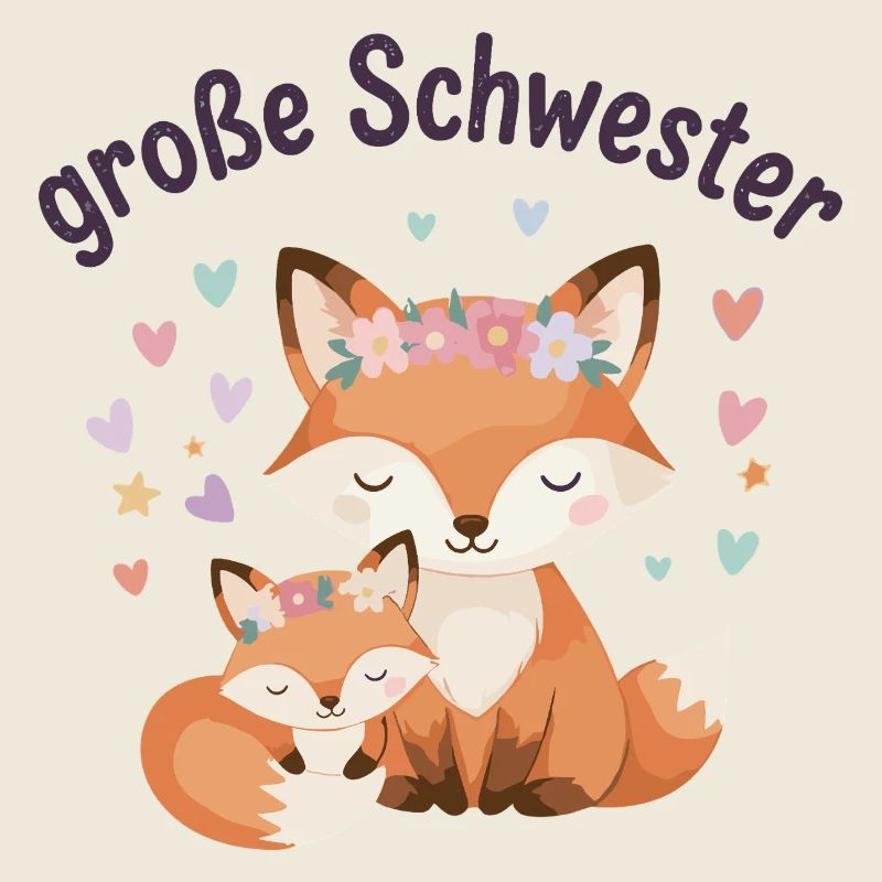 Grande sœur renard avec couronne de fleurs