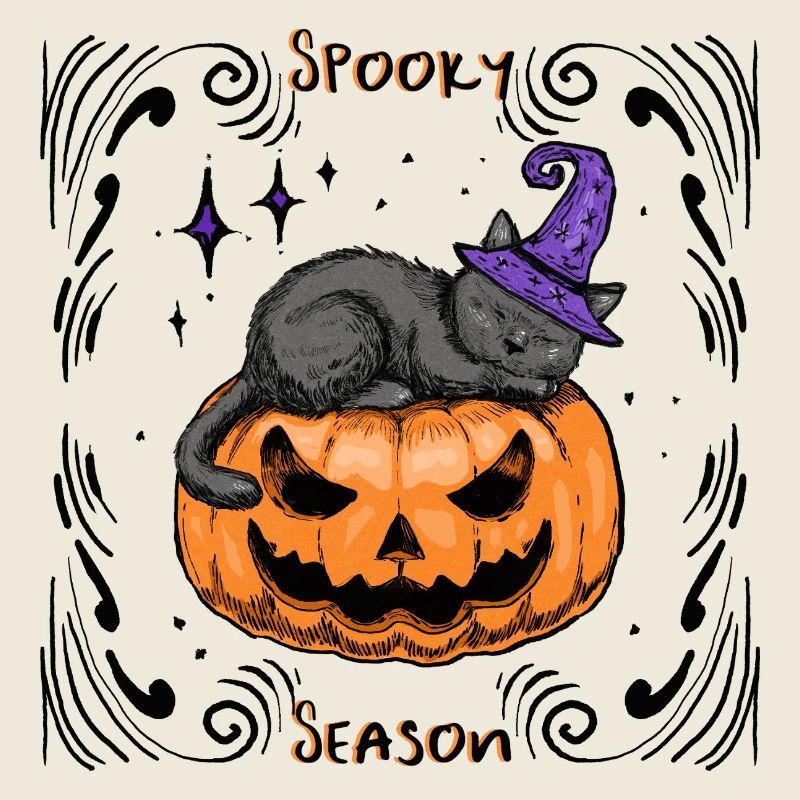 Schläfrige Katze Halloween _Dekoriert