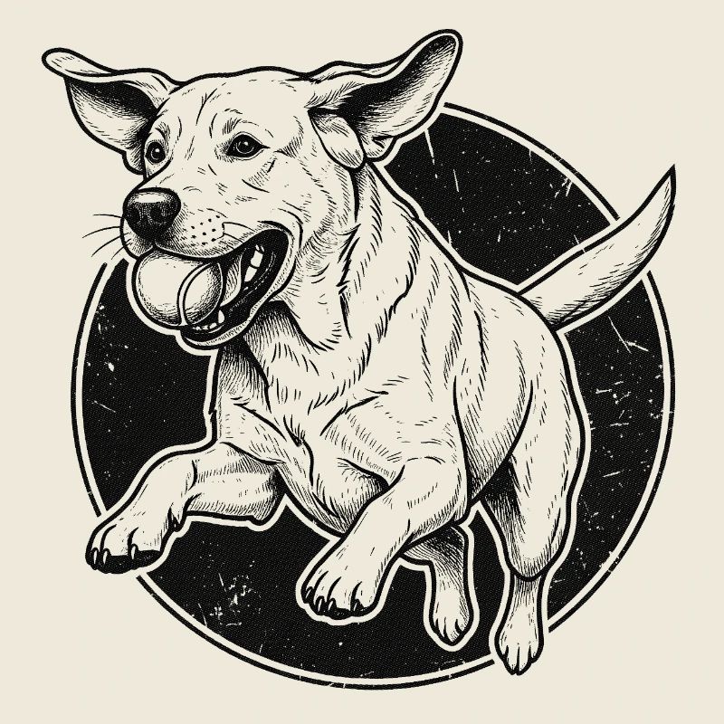 Labrador bondissant - Design vintage
