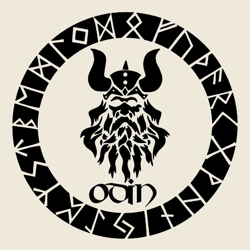 Dieu Odin et runes vikings noires