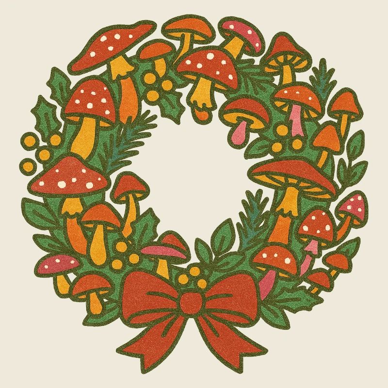 Couronne festive de champignons