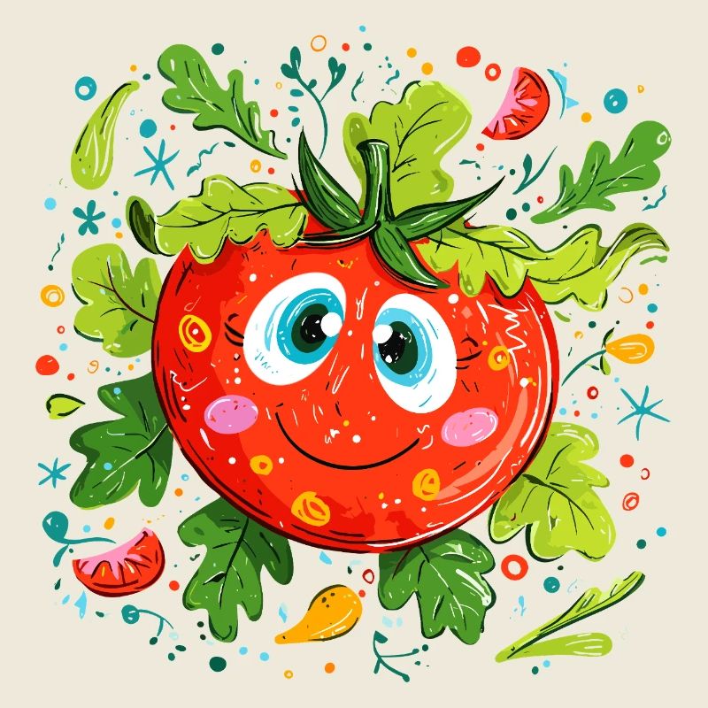 Tomate joyeuse à motif vert