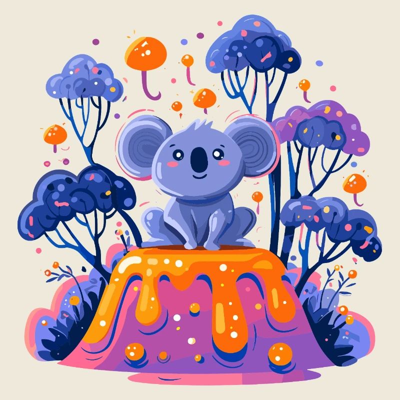Koala sur la lave en fusion