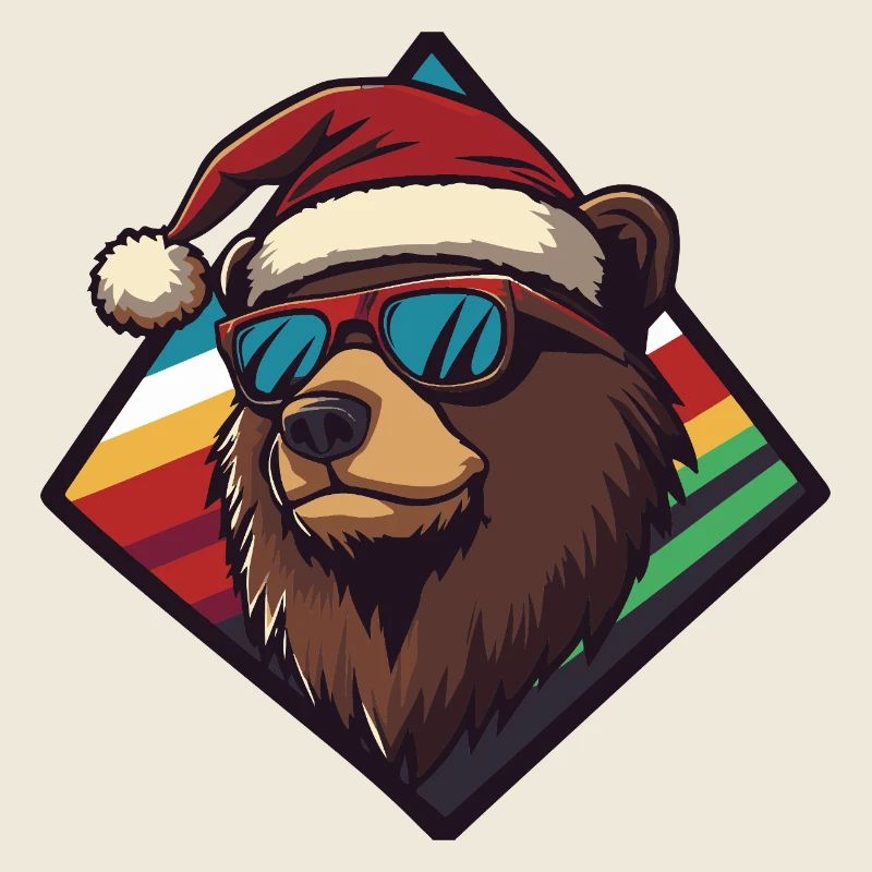 Ours d’hiver avec chapeau de Père Noël