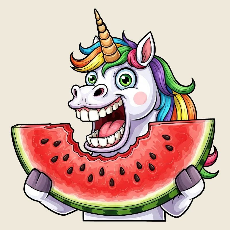 Süßes Einhorn mit Wassermelone Regenbogen Sommer
